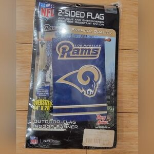 LA RAMS 2-SIDED FLAG, APPLIQUE AND EMBROIDERED WEATHER RESISTANT NYLON, 44"X29"